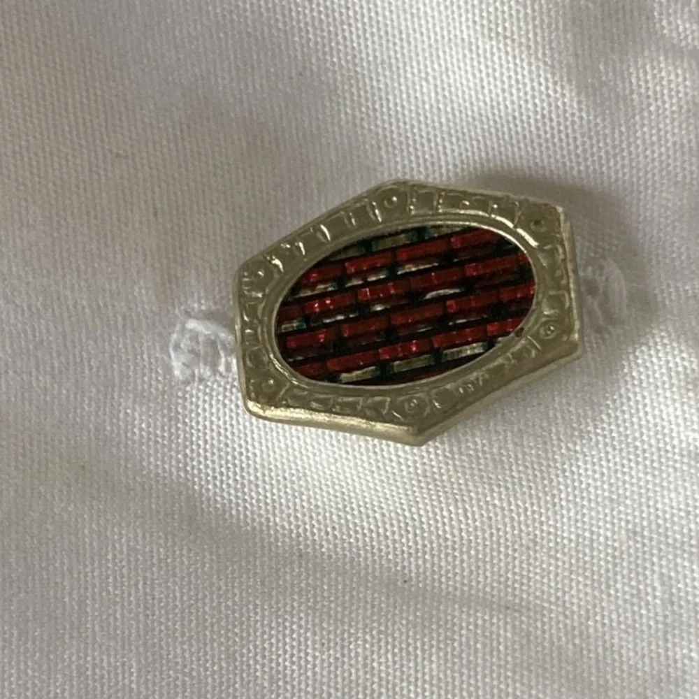 Antique Art Deco Snap Link Cufflinks – Red Enamel Mosaic Design –c.Pre 1923 Rare
